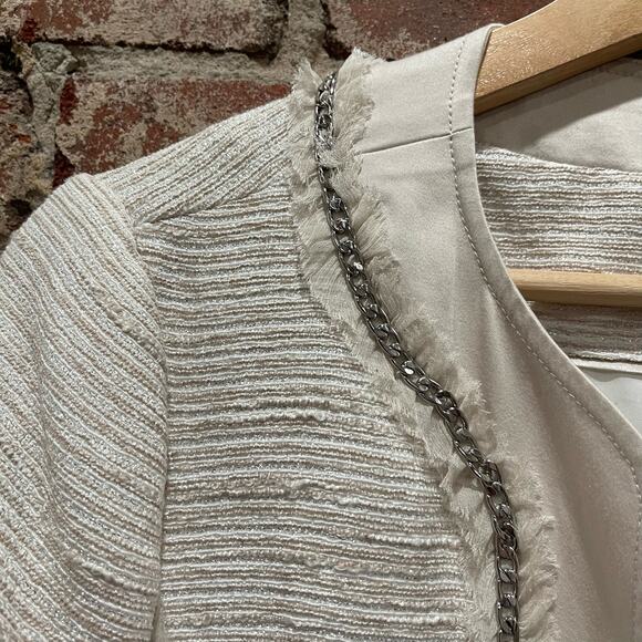 White House Black Market Tweed Jacket in Cream Size 6 - Picture 3 of 7